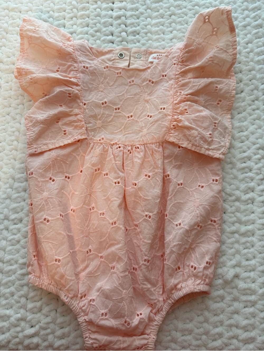 Carter's Peach Eyelet Ruffle One-Piece Bodysuit